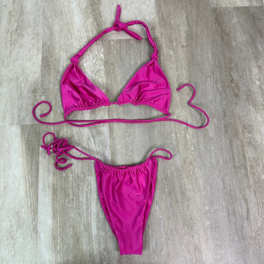 Natasia Swimwear Bikini Swimsuit in Azalea Pink Lilah top Krissy bottom - Picture 3 of 6